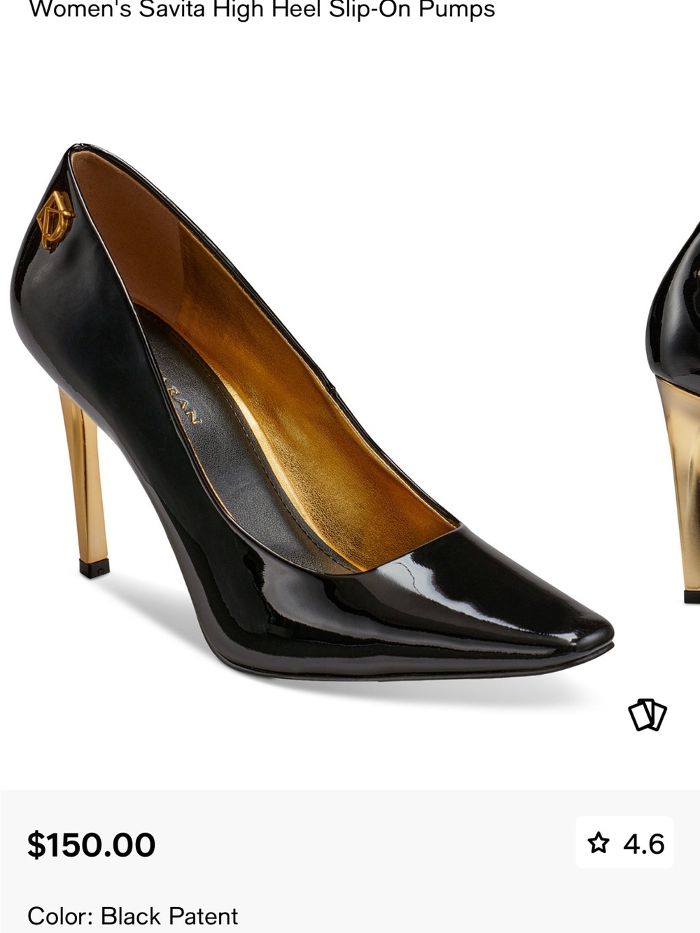 Savita Black Patent Donna Karan High Heel Slip-On Pumps - NEW